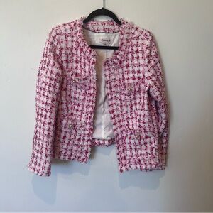 Nanette Lepore Women's Classic Tweed Jacket Blazer  - Pink and White Size 10